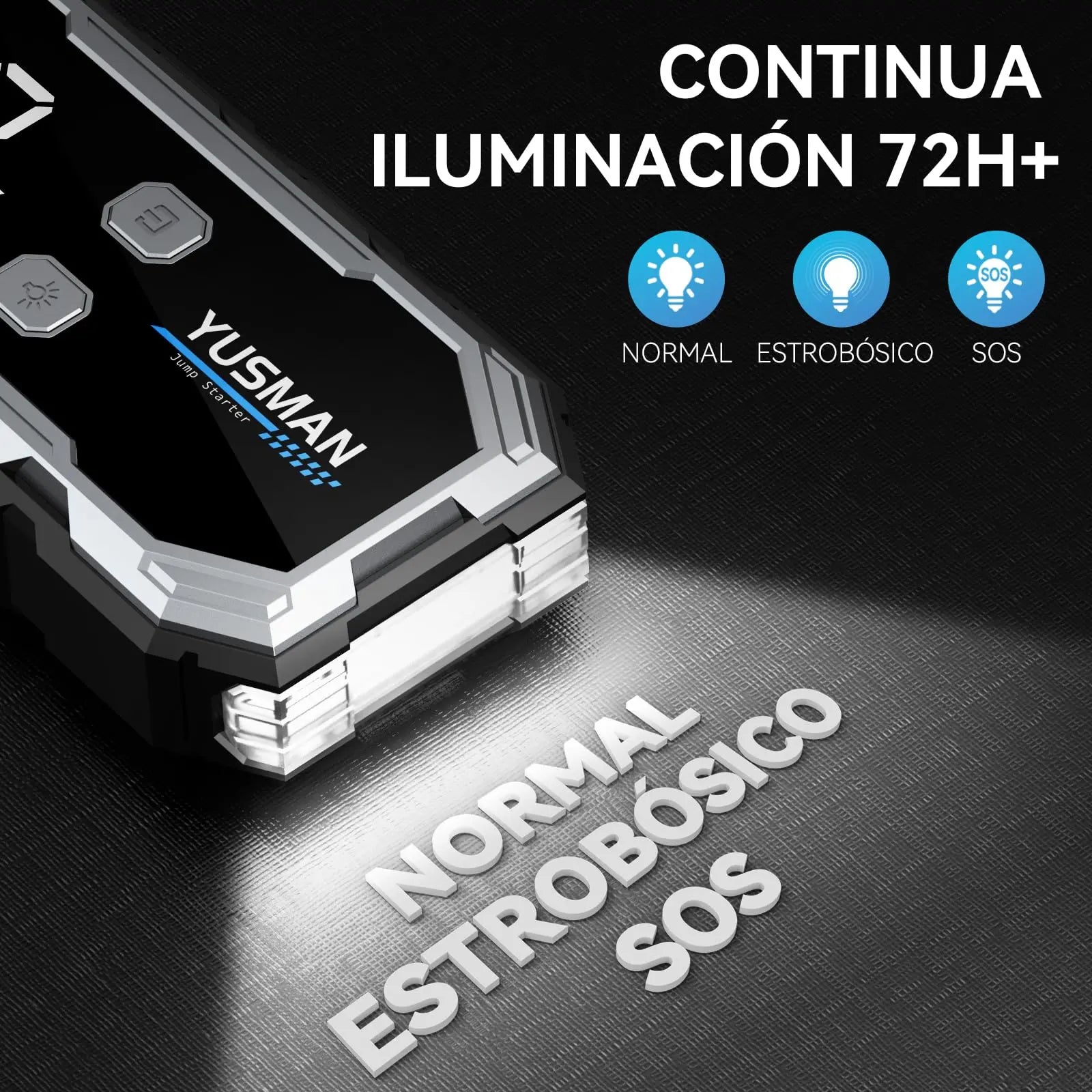 YUSMAN Arrancador de Baterias de Coches, 4500A 12V para 7L de Gasolina o 5L de Diésel, Arrancador Coche Portatil con Pantalla LCD, Jump Starter con 3 Modos LED, Carga Rápid YUSMAN