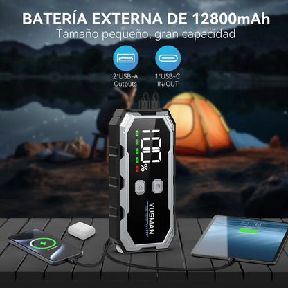 YUSMAN Arrancador de Baterias de Coches, 4500A 12V para 7L de Gasolina o 5L de Diésel, Arrancador Coche Portatil con Pantalla LCD, Jump Starter con 3 Modos LED, Carga Rápid YUSMAN
