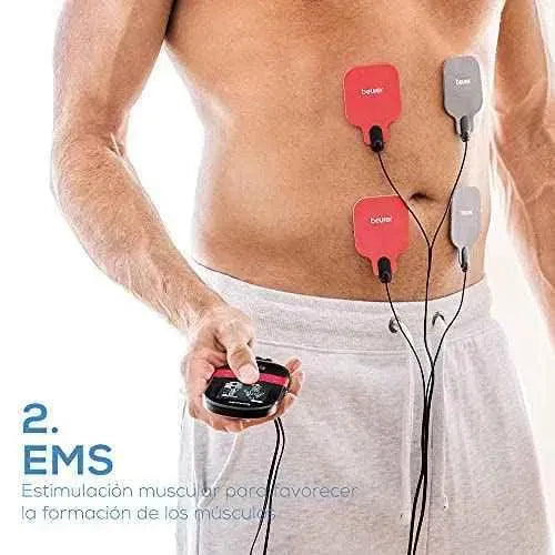 Beurer EM 59 Electroestimulador digital con función Calor, TENS, EMS y Masaje, 2 Canales, Función calor, 4 Electrodos, Intensidad regulable. Aparatos para el cuidado personal Beurer Aparatos para el cuidado personal, Beurer, Electroestimuladores musculares y nerviosos SacrificioShop sacrificioshop.com Spain A Coruña B0872DQW46 77.80 Beurer EM 59 Electroestimulador digital con función Calor, TENS, EMS y Masaje, 2 Canales, Función calor, 4 Electrodos, Intensidad regulable. - Default Title