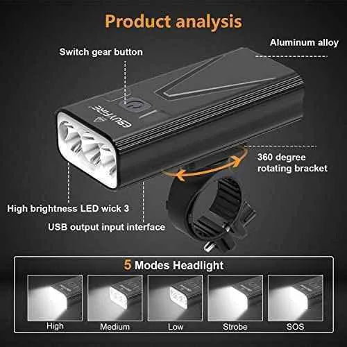 Luz Bicicleta LED Recargable USB, 3000 Lumens Potente Luces Bicicleta Delantera y Trasera, 3 Modos, IPX5 Impermeable Deportes EBUYFIRE Conjuntos de faros delanteros y traseros, Deportes, EBUYFIRE SacrificioShop sacrificioshop.com {{ shop.shopifyCountryName }} {{ shop.shopifyProvince }} B081SPFP5L 19.99 Luz Bicicleta LED Recargable USB, 3000 Lumens Potente Luces Bicicleta Delantera y Trasera, 3 Modos, IPX5 Impermeable - Default Title